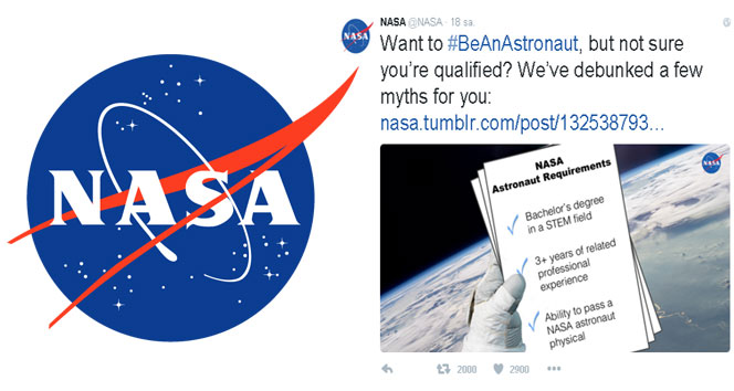NASA sosyal medyadan Astronot aryor