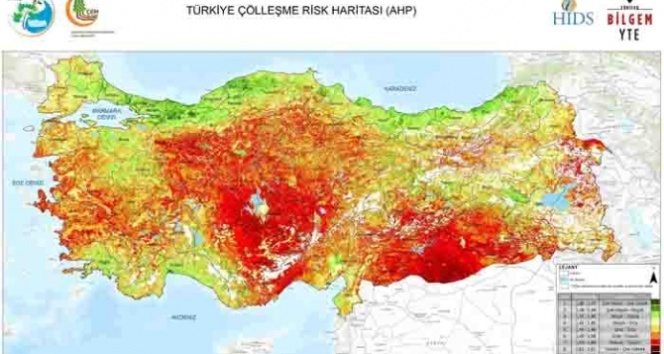 Trkiyenin lleme risk haritas oluturuldu