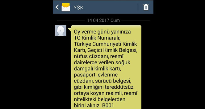 YSK semenleri ksa mesaj ile uyard