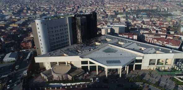 Taksim Eitim ve Aratrma Hastanesi yangn sonras havadan grntlendi