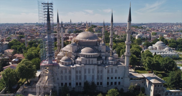 Sultanahmet Cami'nde dev restorasyon havadan görüntülendi