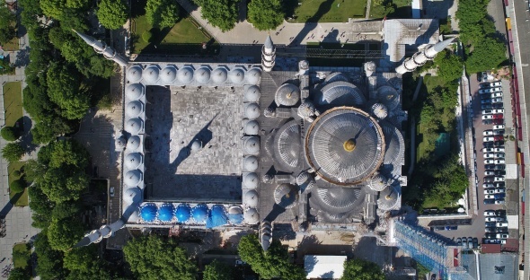 Sultanahmet Cami'nde dev restorasyon havadan görüntülendi