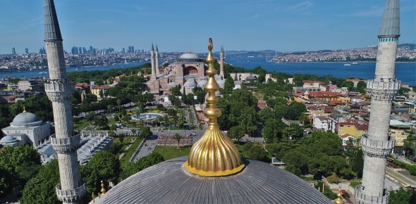 Sultanahmet Cami'nde dev restorasyon havadan görüntülendi