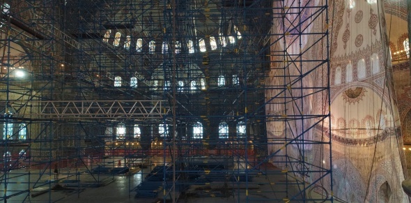 Sultanahmet Cami'nde dev restorasyon havadan görüntülendi