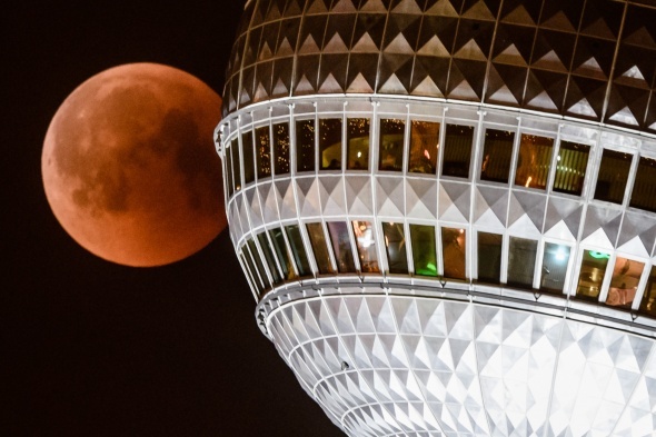 Dünyadan Kanlı Ay Tutulması fotoğrafları