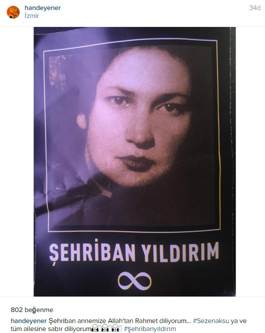 Hande Yener'den Sezen Aksu'ya başsağlığı