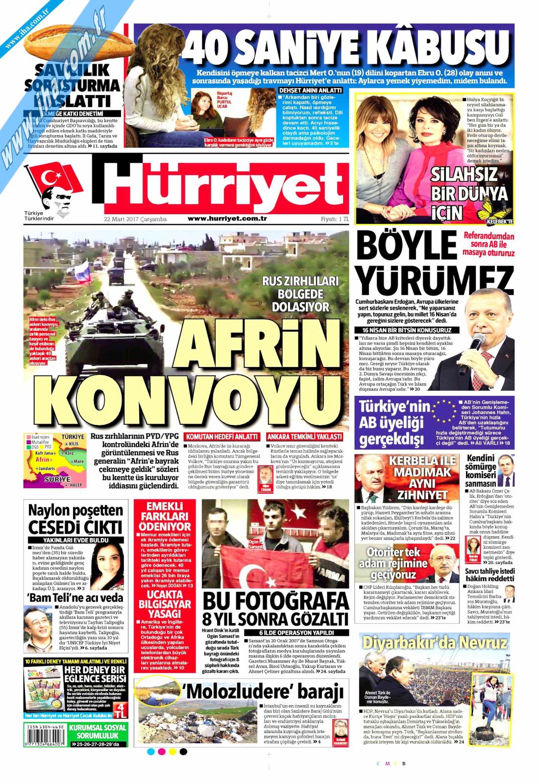 22 Mart Çarşamba gazete manşetleri! Cumhurbaşkanı Erdoğan'dan Avrupa'ya: Topunuz gelin