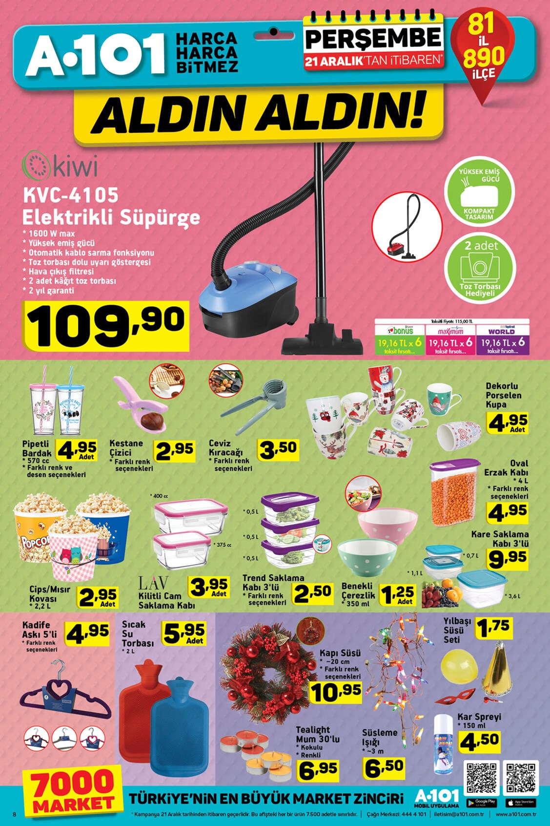 A101 21-22 Aralık 2017 aktüel indirimli güncel ürün broşürü kataloğu