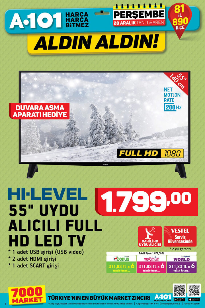 A101 28 Aralık 2017 aktüel indirimli güncel ürün broşürü