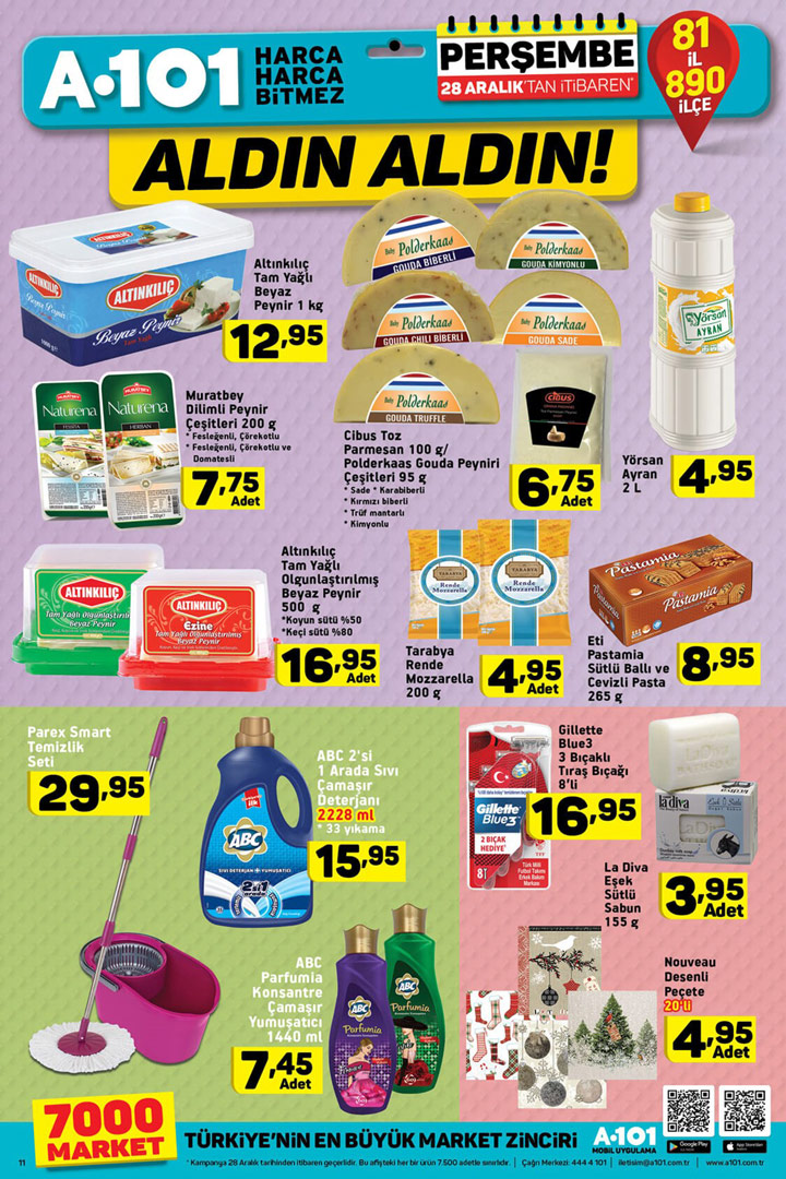 A101 28 Aralık 2017 aktüel indirimli güncel ürün broşürü