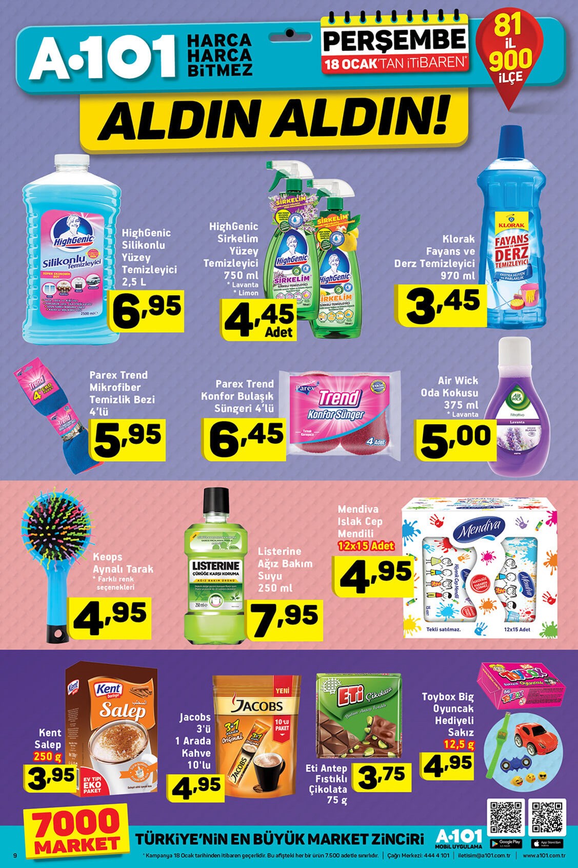 A101 aktüel 13-19 Ocak 2018 indirimli güncel ürün broşürü kataloğu