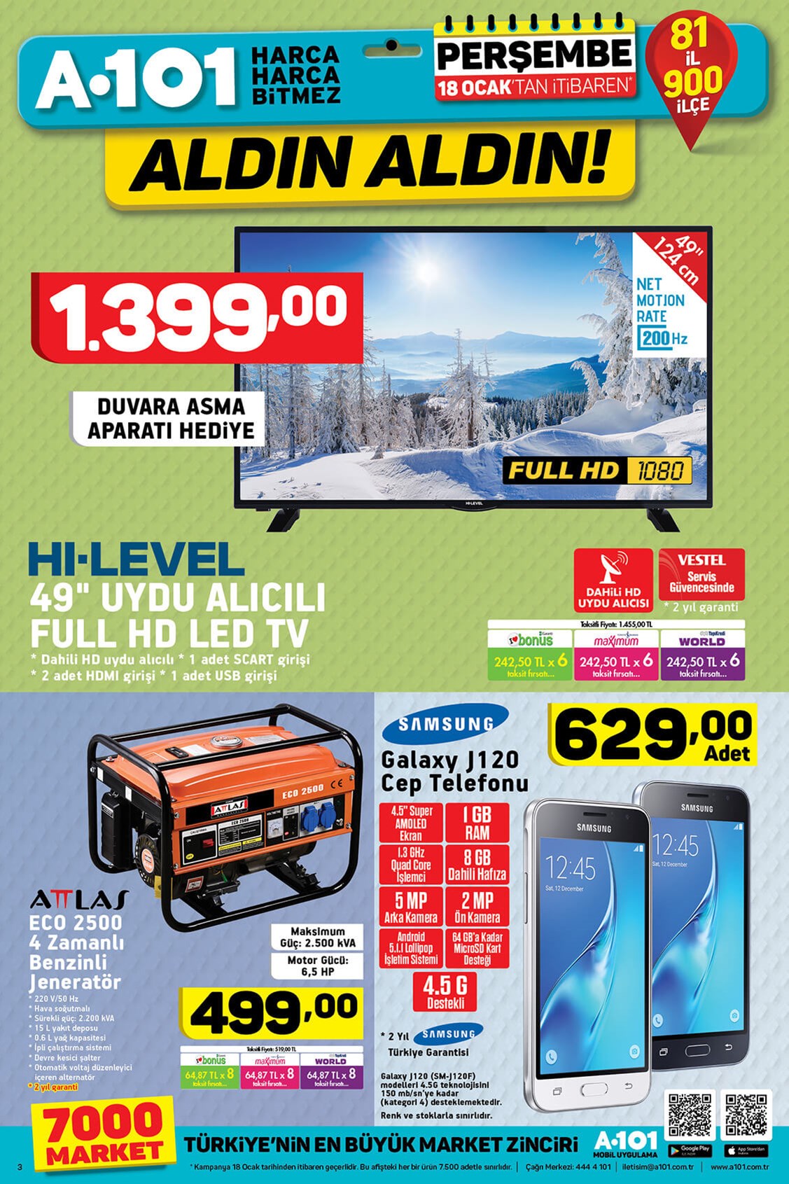 A101 aktüel 13-19 Ocak 2018 indirimli güncel ürün broşürü kataloğu