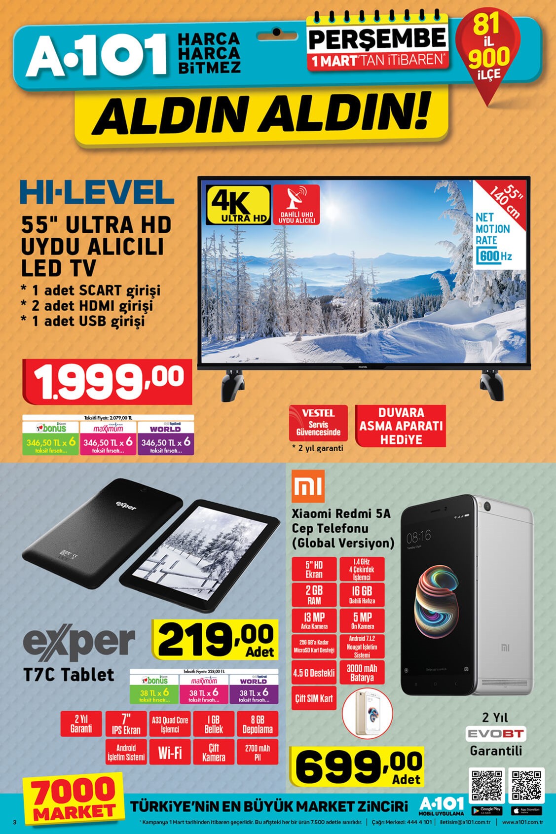 A101 Katalog bu hafta indirimli ürünler 1-2 Mart 2018