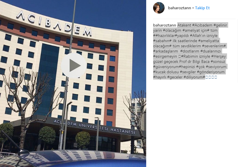 Bahar Öztan ameliyat oldu