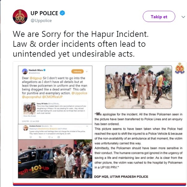 Hindistan polisi o görüntüler sonrası özür diledi