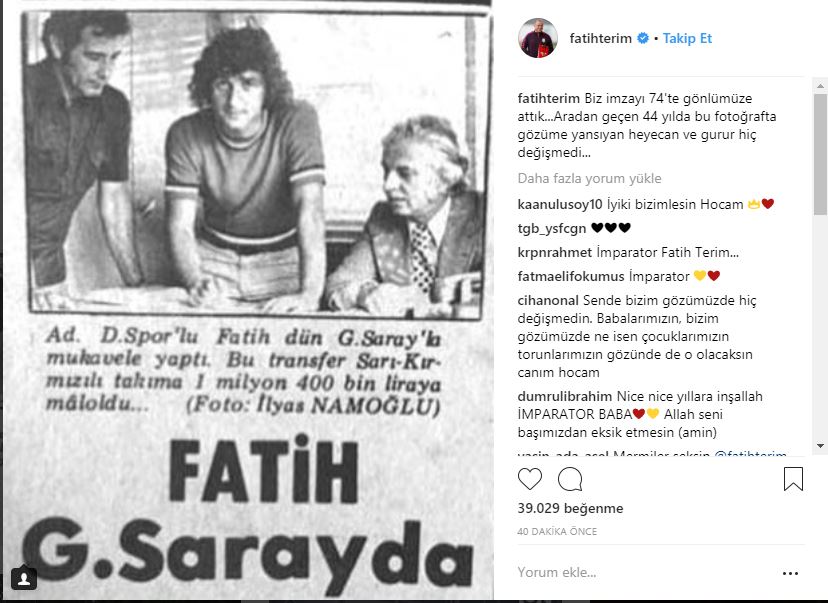 Fatih Terim, Galatasaray’a ilk imzasını unutmadı