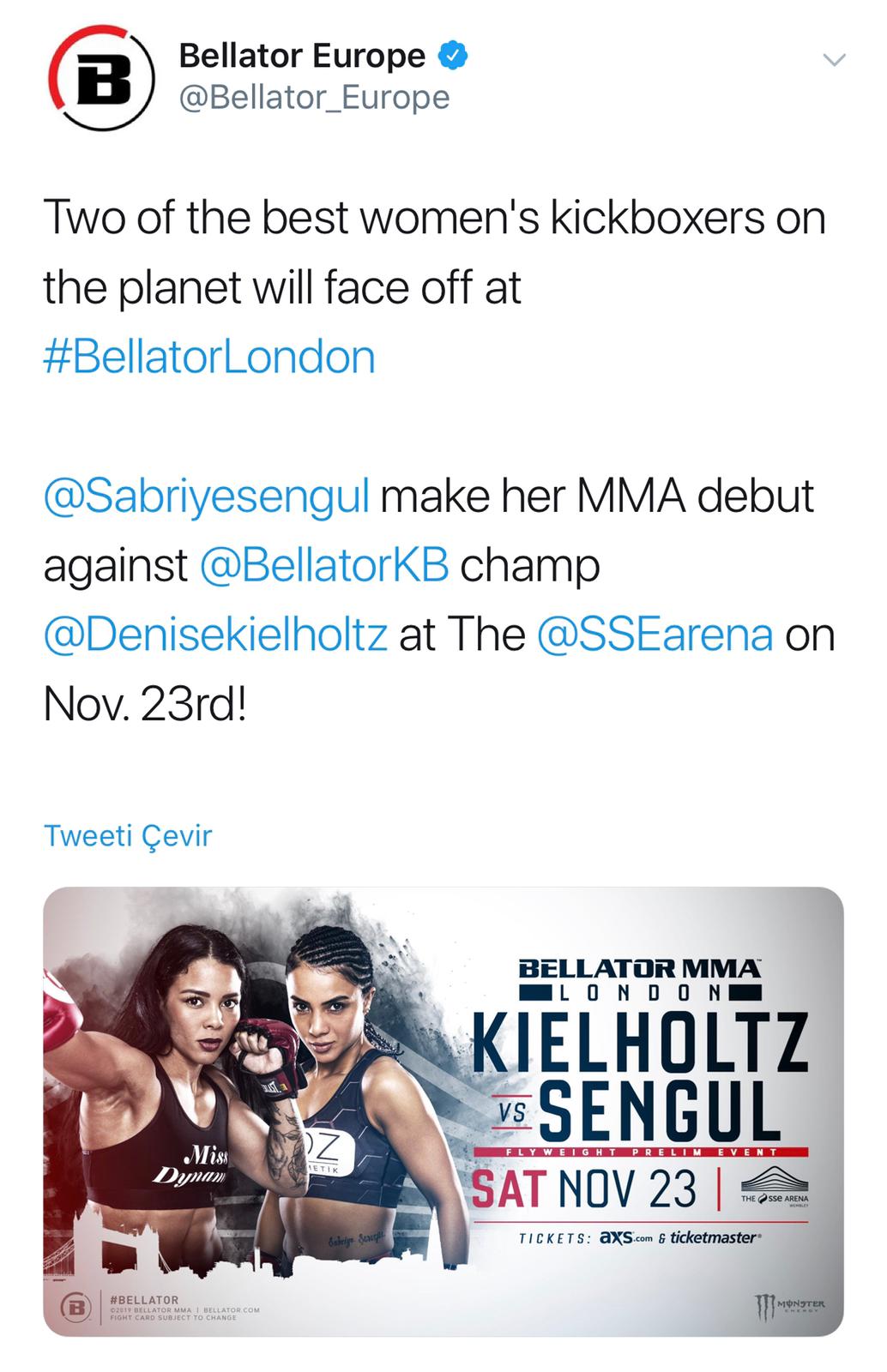 Sabriye Şengül Bellator Londra'da kafes maçına çıkıyor