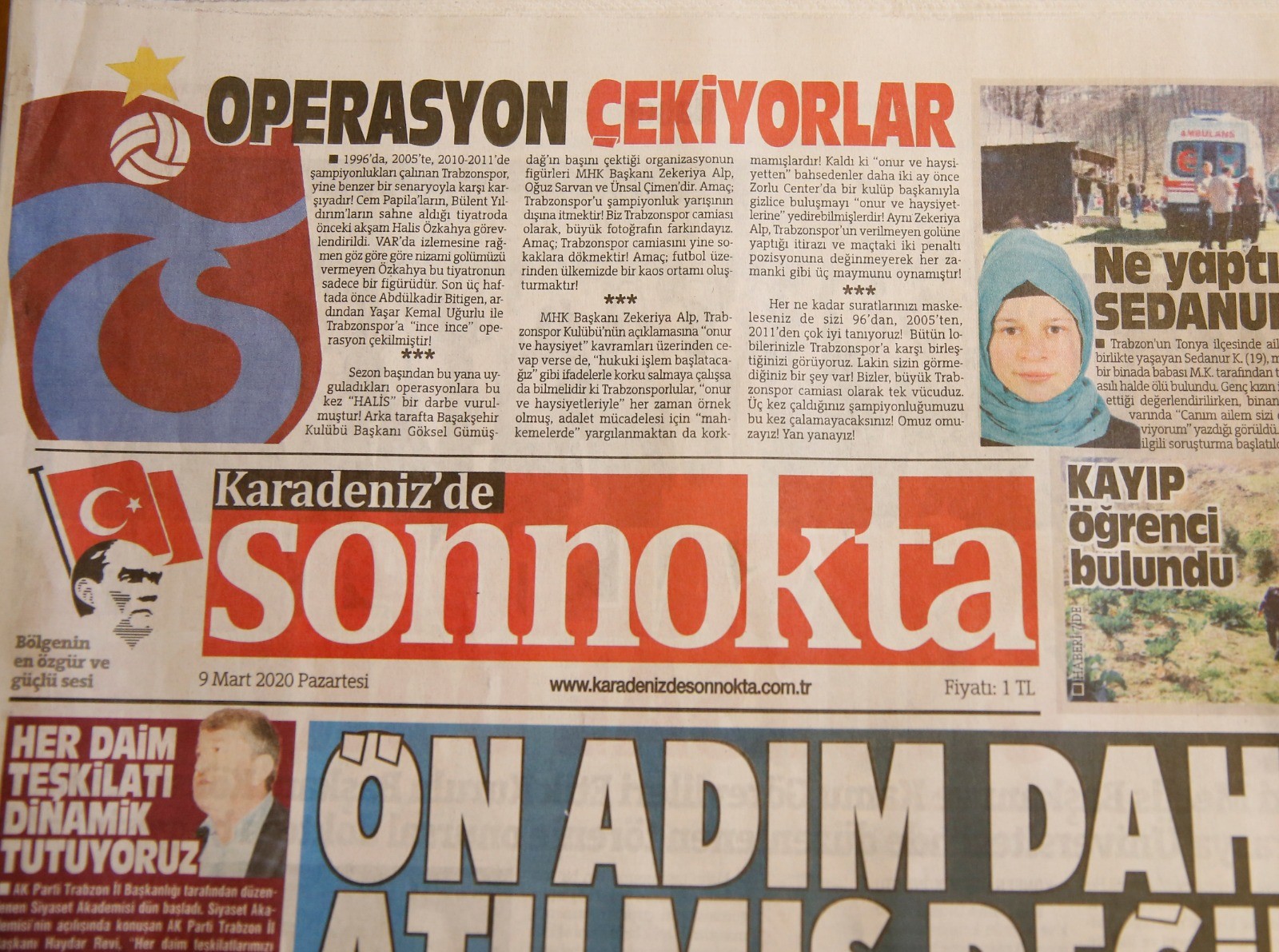 Trabzon'daki 4 yerel gazete 'Trabzonspor'a operasyon çekiyorlar' başlığıyla çıktı