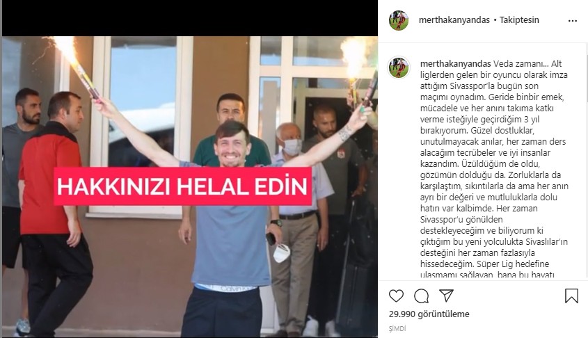 Mert Hakan Yandaş, Sivasspor'a veda etti!
