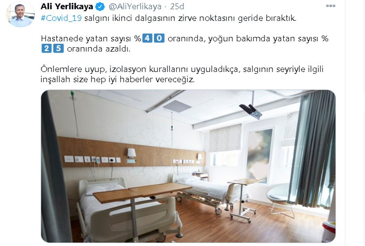 Vali Yerlikaya: 'İkinci dalganın zirve noktasını geride bıraktık'