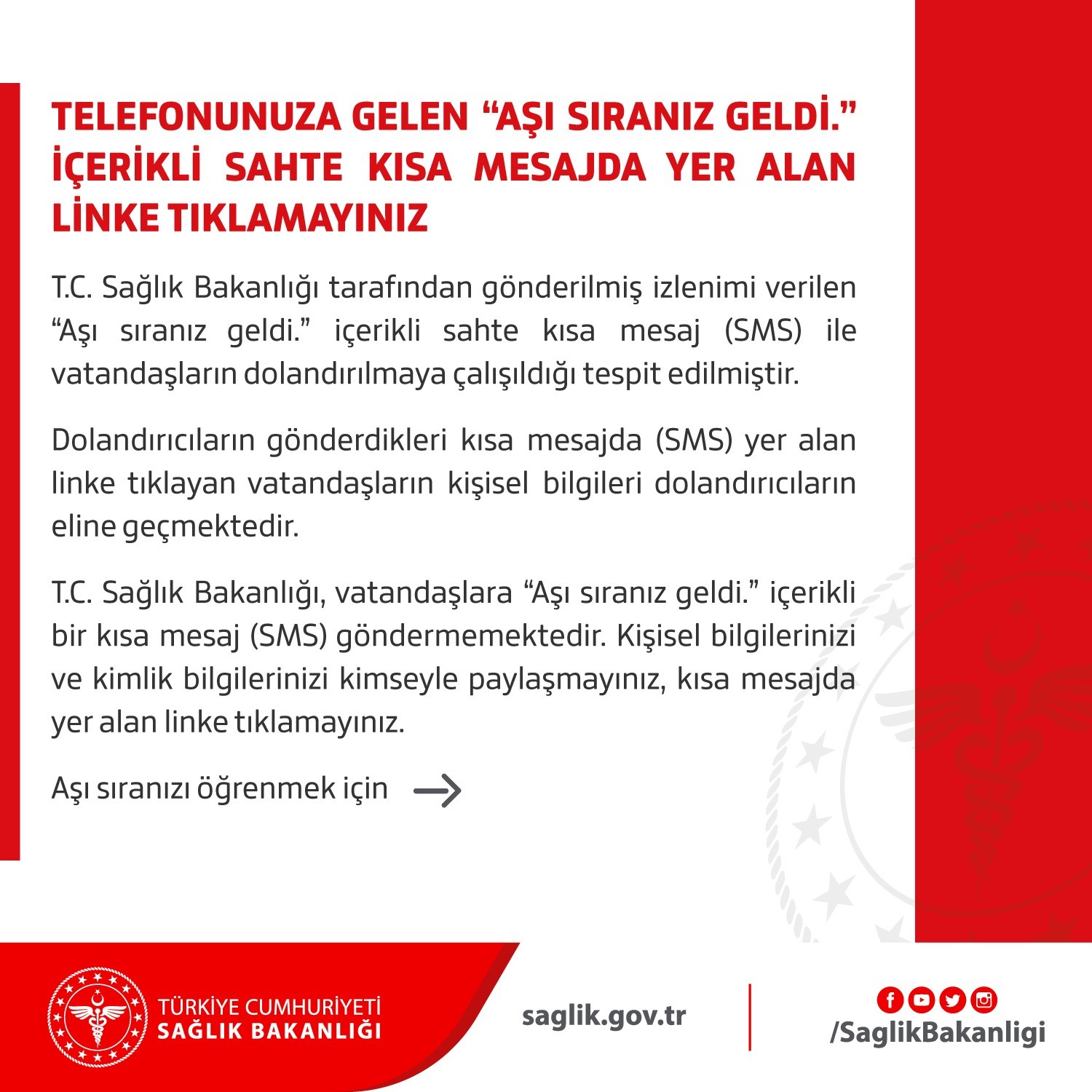 Sağlık Bakanlığından 'sahte kısa mesaj' uyarısı