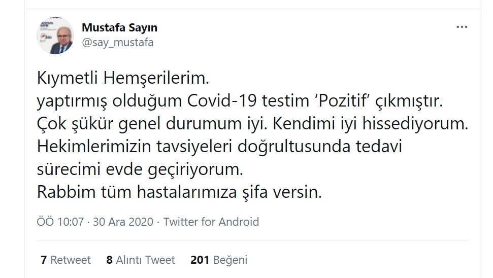 Yayladağı Belediye Başkanı Mustafa Sayın korona virüsten hayatını kaybetti