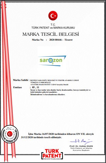 Korona virüsle mücadelede zararlı tüm mikroorganizmaları yok eden 'Sarozon' tescillendi