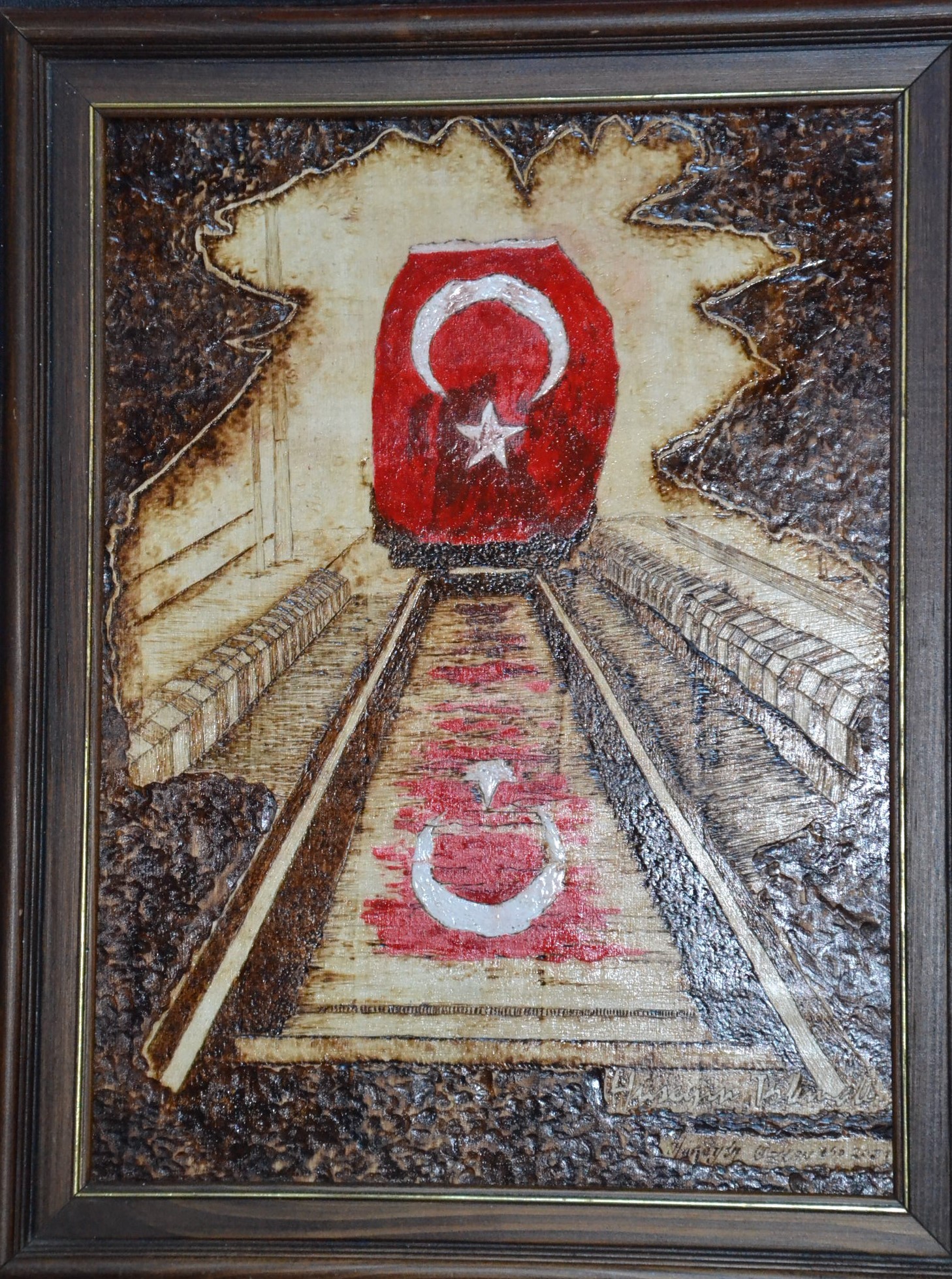 Atatürk'ü getiren trenin fotoğrafı tablo olarak işlendi