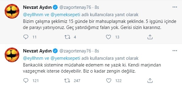 Restoran sahibi Yemeksepeti komisyonlarına isyan etti, Nevzat Aydın cevap verdi