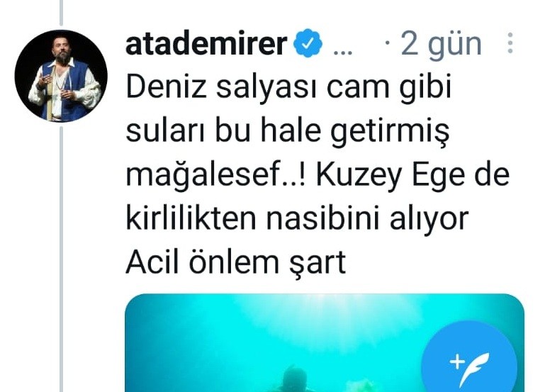 Ata Demirer Kuzey Ege'de ‘salya’ tehlikesine dikkat çekti