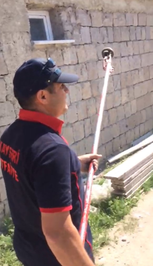 Duvardaki 3 metrelik dev yılan böyle yakalandı