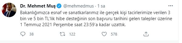 Bakan Muş açıkladı! Hibe desteği başvuru süresi uzatıldı