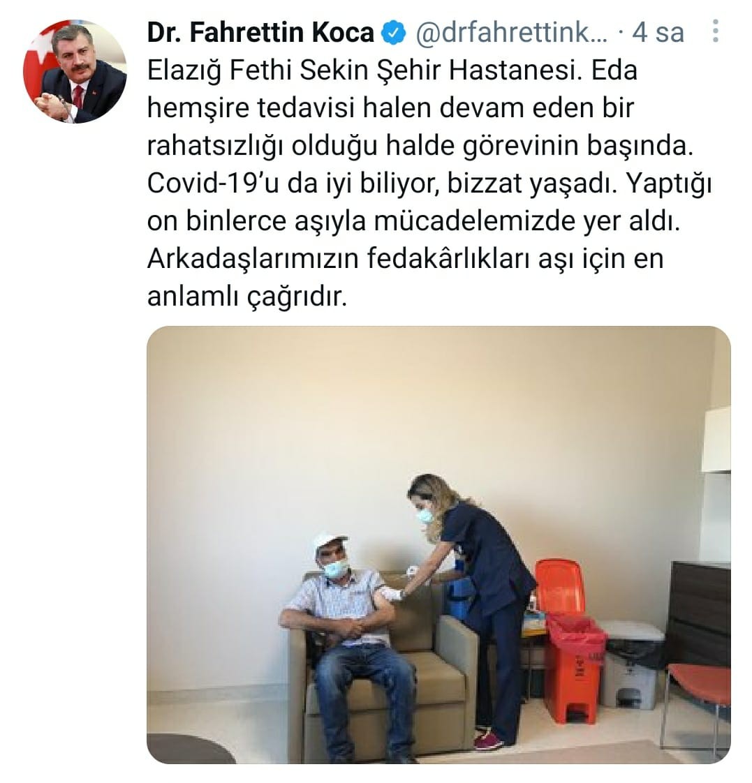 Bakan Koca paylaşmıştı, fedakar hemşire, idari iznini yarıda kesip göreve koşmuş