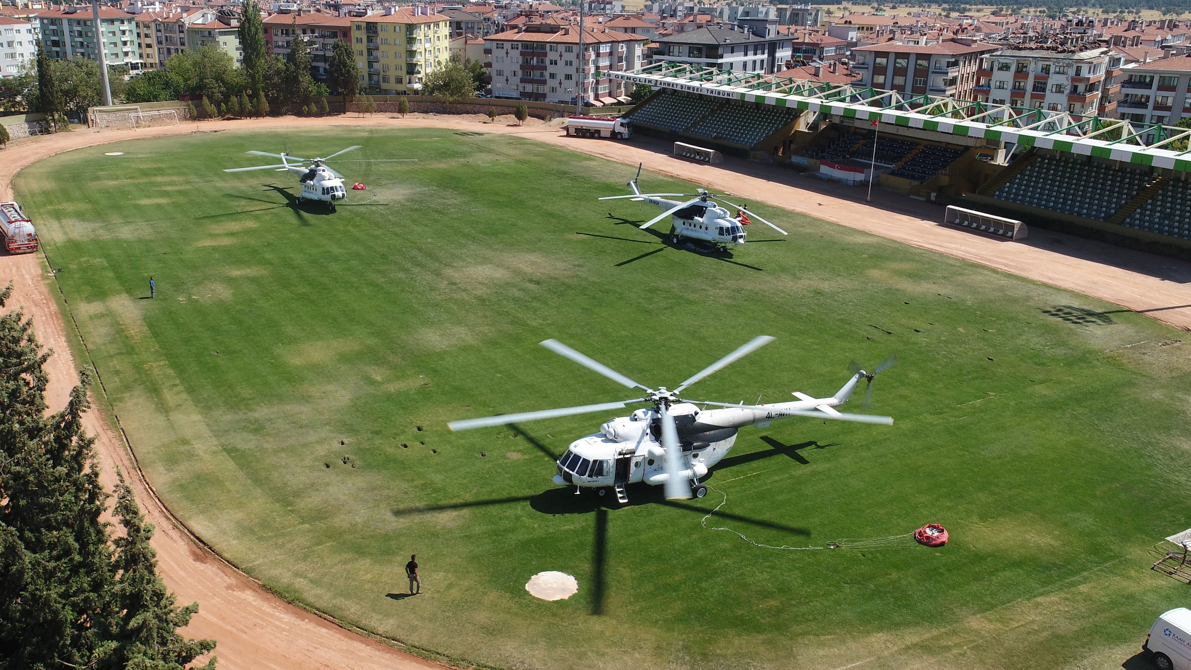 Muğla Atatürk Stadı helikopter pistine döndü