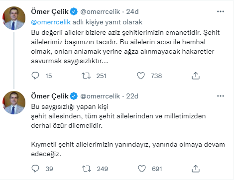 AK Parti Sözcüsü Çelik: 'Bir milletvekilinin bir şehit ailesine hakaret etmesini kınıyoruz'