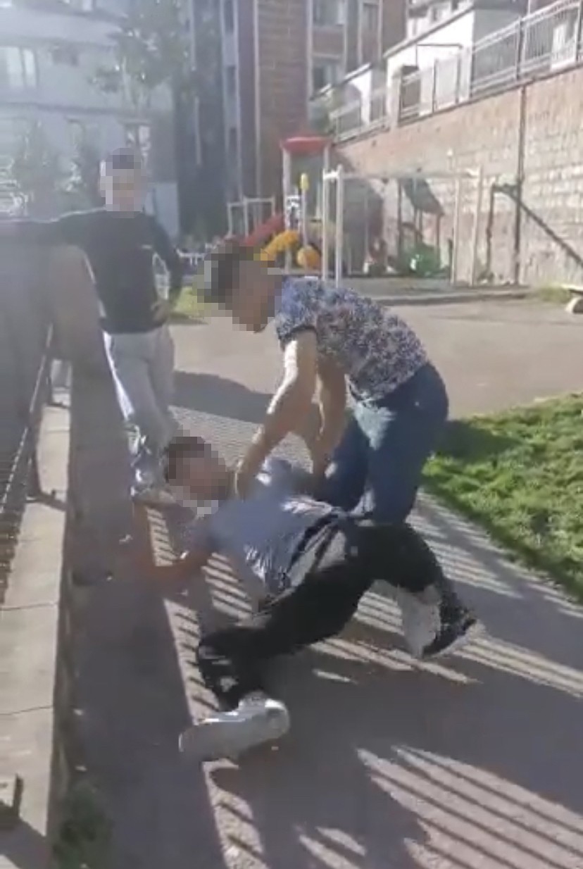 Parkta dayak kamerada: 'Kapışalım mı' deyip feci şekilde dövdü