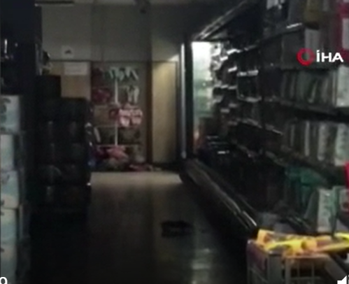 Dev market zincirinin şarküteri reyonunda cirit atan fare kamerada