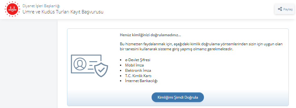 Umre ve Kudüs turları kayıt başvurusu e-Devlet Kapısı'nda yerini aldı