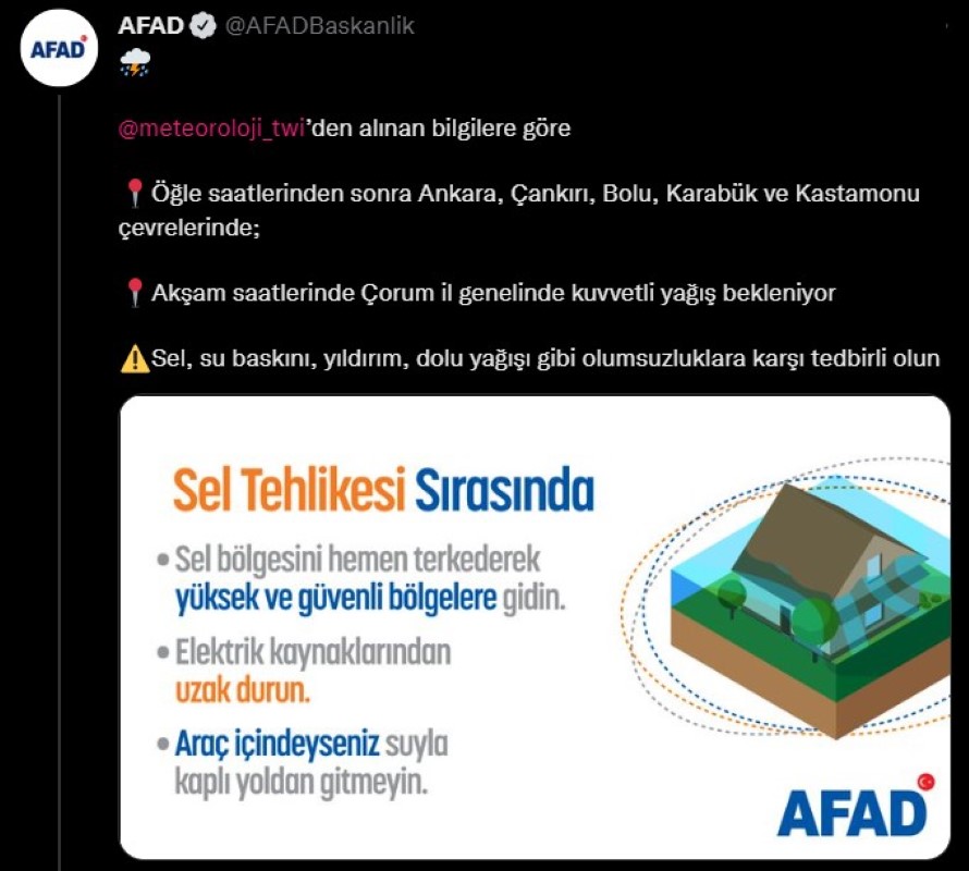 AFAD'dan sel ve su baskını uyarısı! O illeri tek tek açıkladı