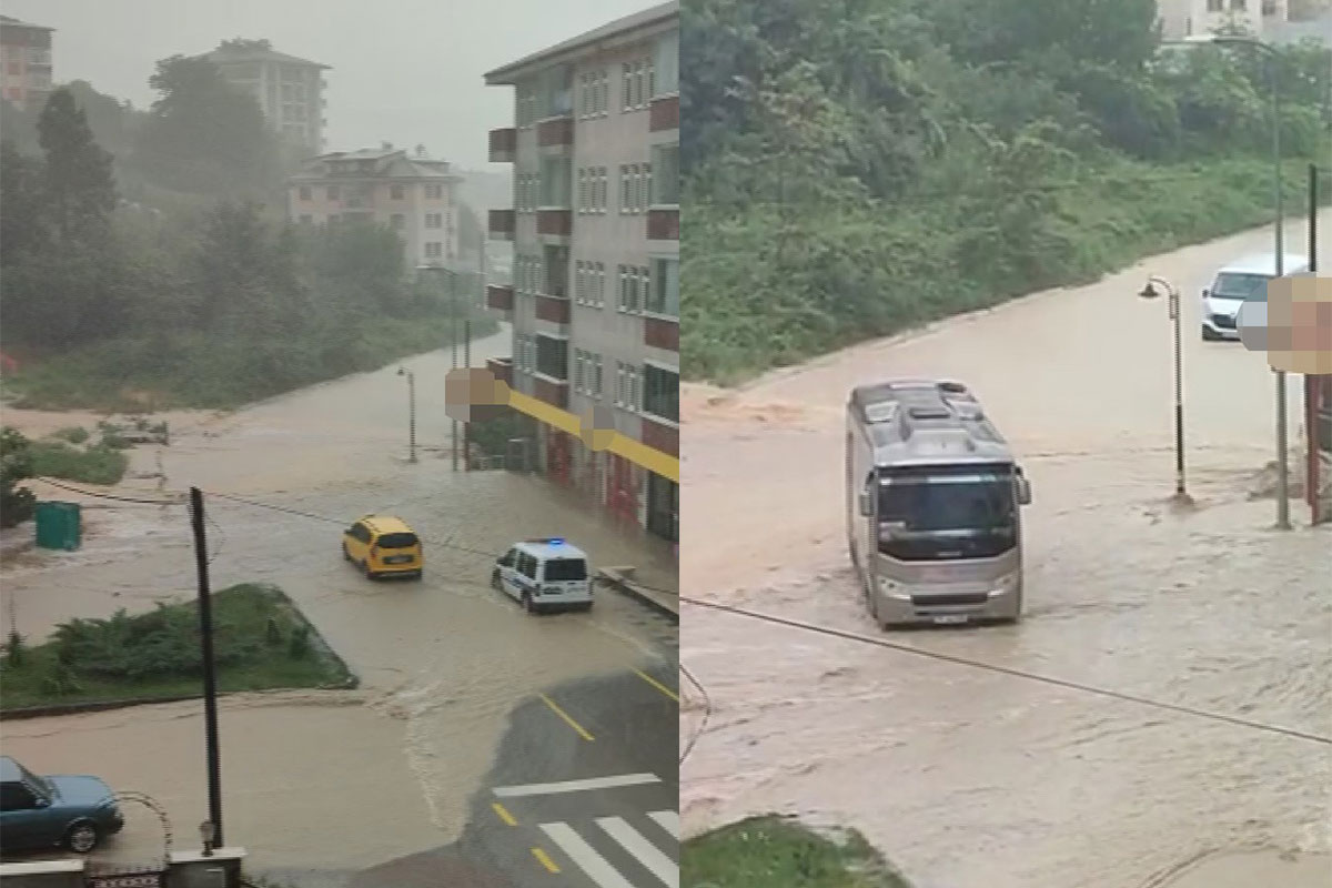 Minibüs sürücüsü dakikalarca suyun içinde bekledi