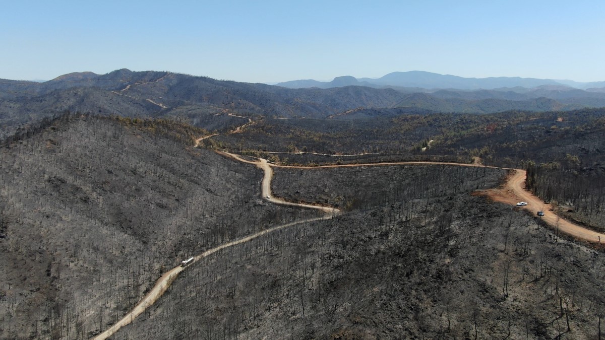 Marmaris’te yanan yerler havadan görüntülendi