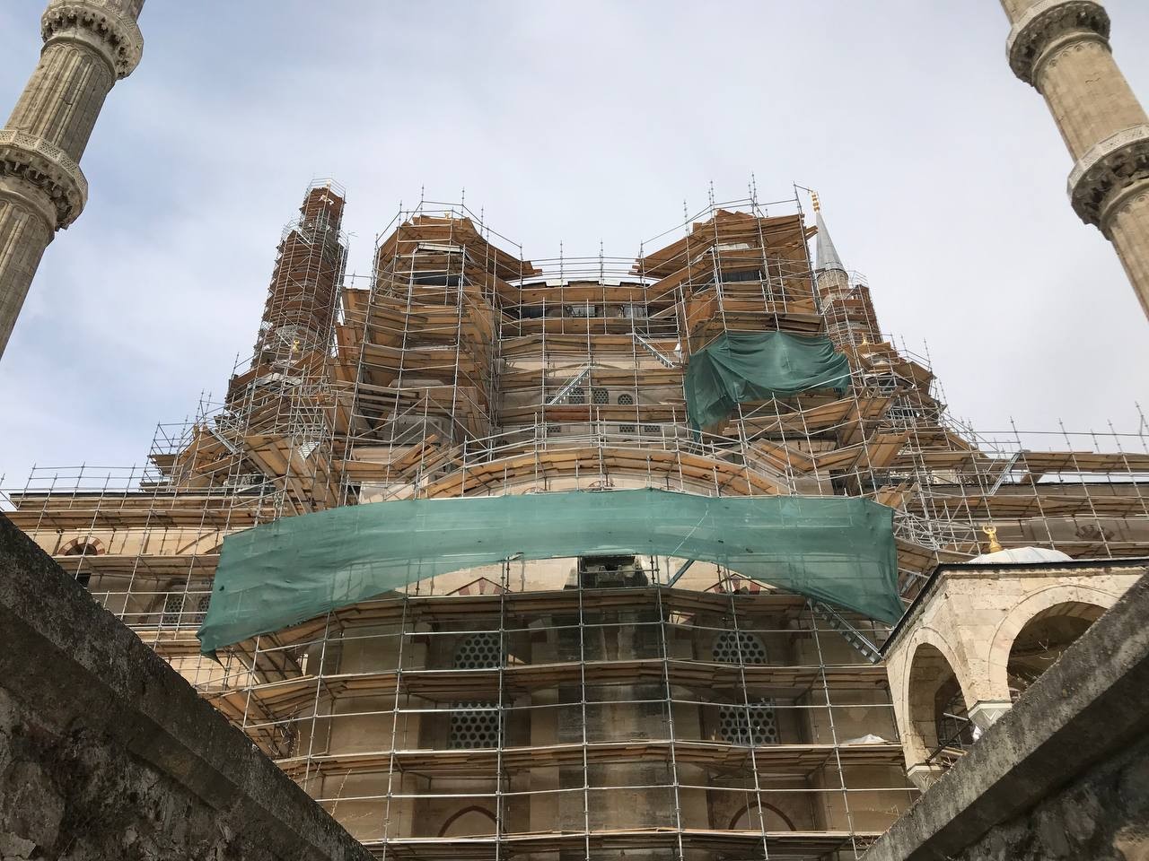 Edirne Selimiye Camii’nde restorasyon çalışmaları sürüyor