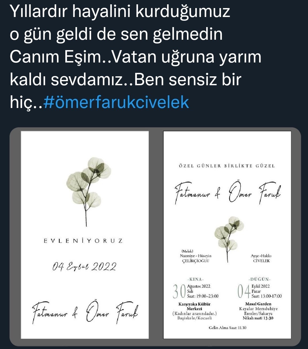 Şehit Ömer Faruk Civelek'in nişanlısı yürekleri dağladı