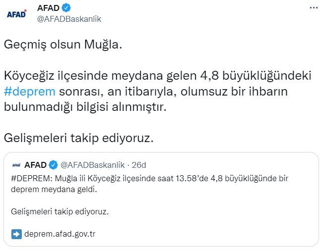 Muğla Köyceğiz'de 4.8 büyüklüğünde deprem!