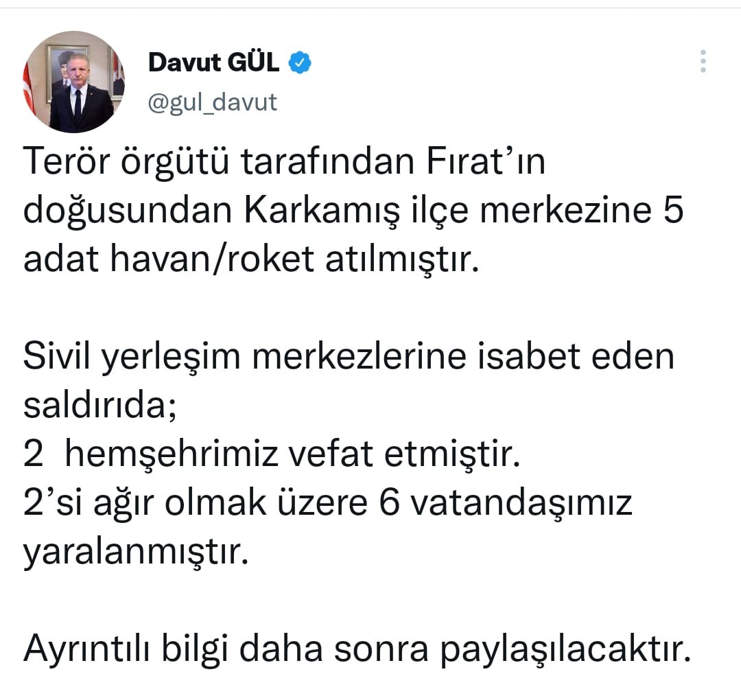 Karkamış'a roketli saldırıda 6 kişi yaralandı