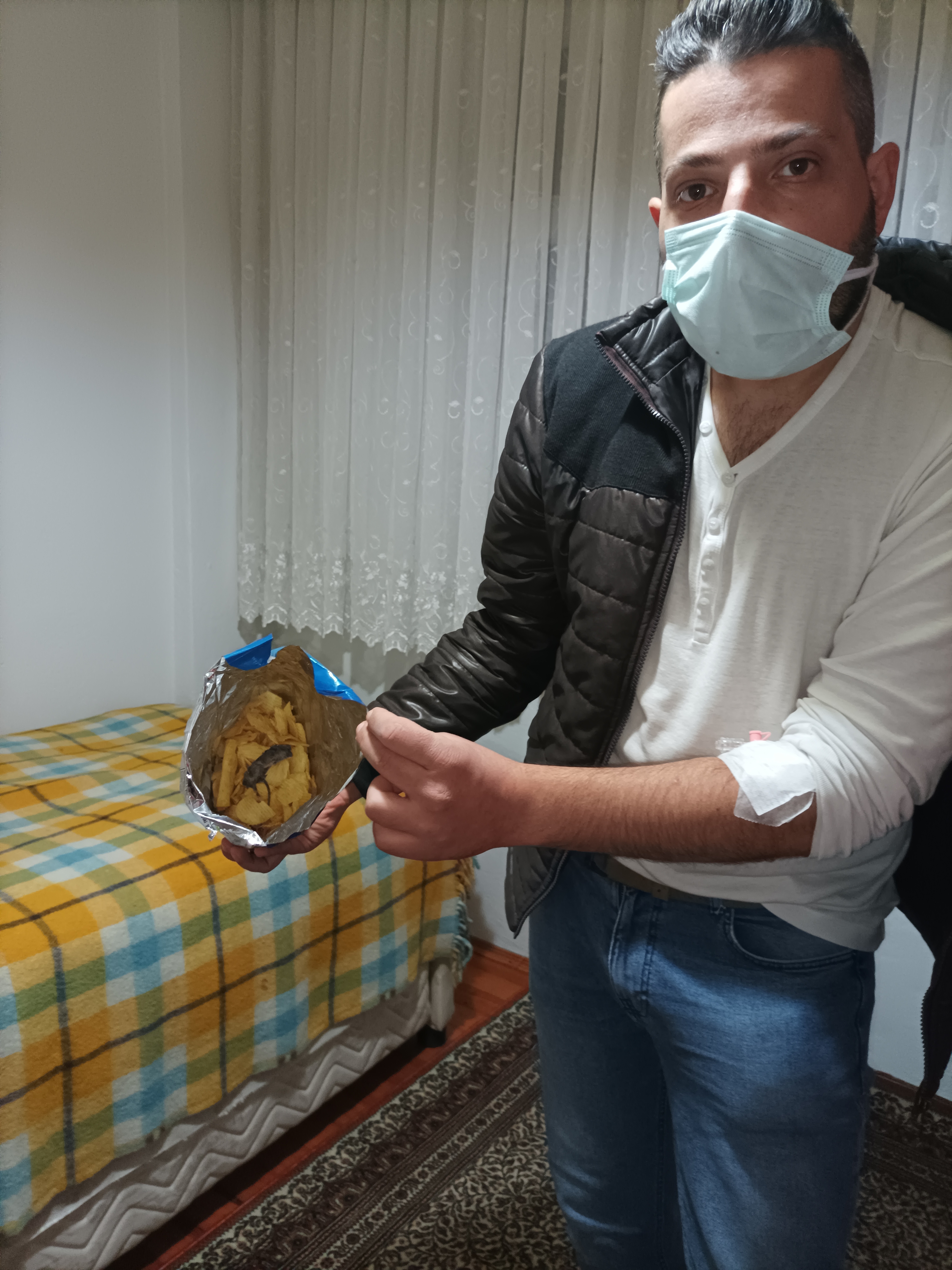 Cips poşetindeki fareye takipsizlik