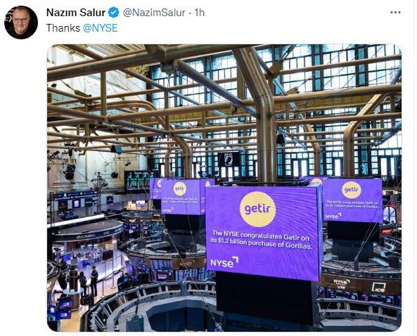 New York Borsası'ndan Getir'e tebrik
