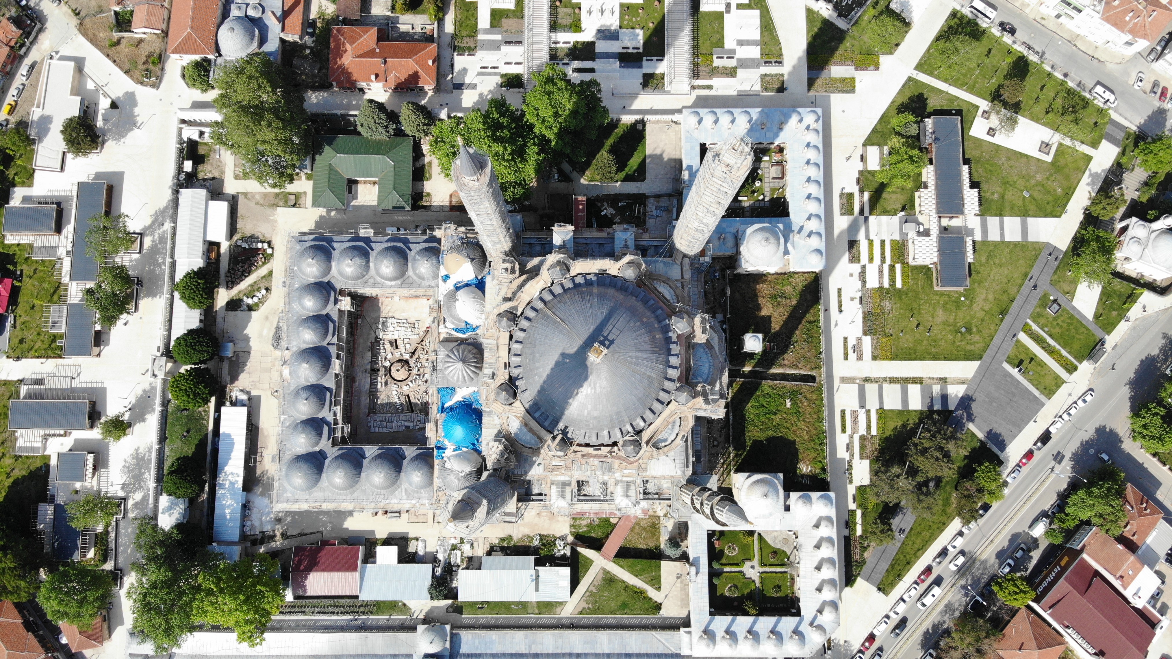 Edirne Selimiye Camii'nde restorasyon çalışmaları sürüyor