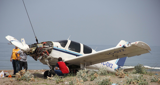 Denize düşen uçak vinçle taşındı deniz,vinç