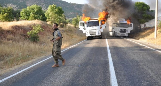 PKK’lı teröristler 3 aracı yaktı araç yakma,pkk,Tunceli
